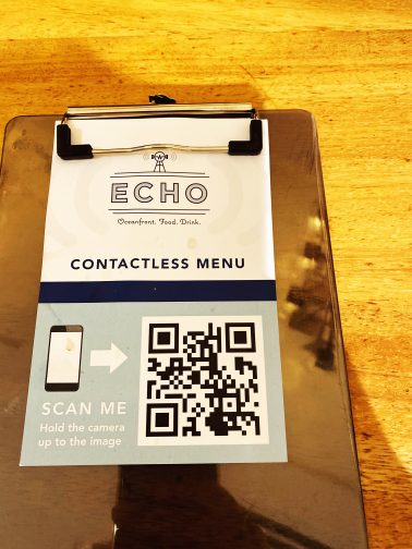 touchless menu QCR code at ECHO