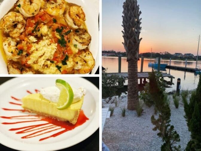 Shrimp and Grits, Key lime pie, and a stunning view make St.Augustine Fish Camp one of our top culinary choices for a St. Augustine coastal holiday getaway 