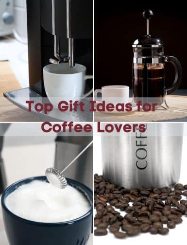 Gifts for coffee lovers during the holidays are always a hit. One of my favorites is the electric milk steamer, its perfect for cappuccinos! Check out this awesome list of coffee essentials to give to your friends and family. #coffee #coffeegiftbasket #coffeebeans #cappuccino #espressomachine #holidaygifts #gifts #christmasgifts #coffeelovers