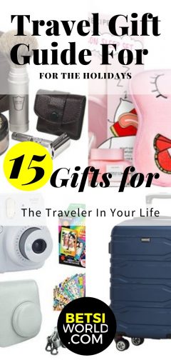 camera, suitcase, facemask, shaving kit, travel gift guide for the holidays