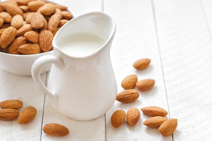 almond milk to be used for making rice pudding