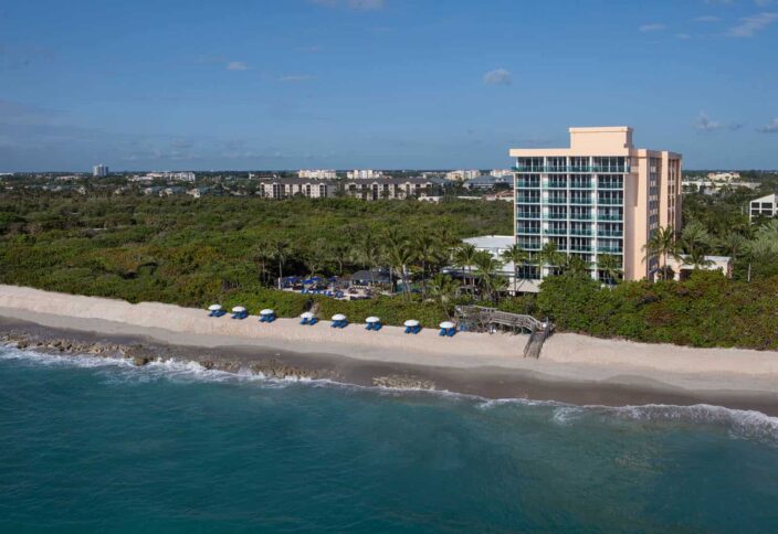 Jupiter beach resort and spa aerial view of the hotel, a perfect place for a romantic weekend getaway