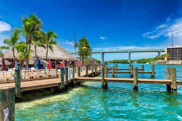 restaurant and dock on Key Largo, a great day trip from Fort Lauderdale