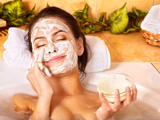 a woman having a homemade spa day, an idea for what to do during a staycation