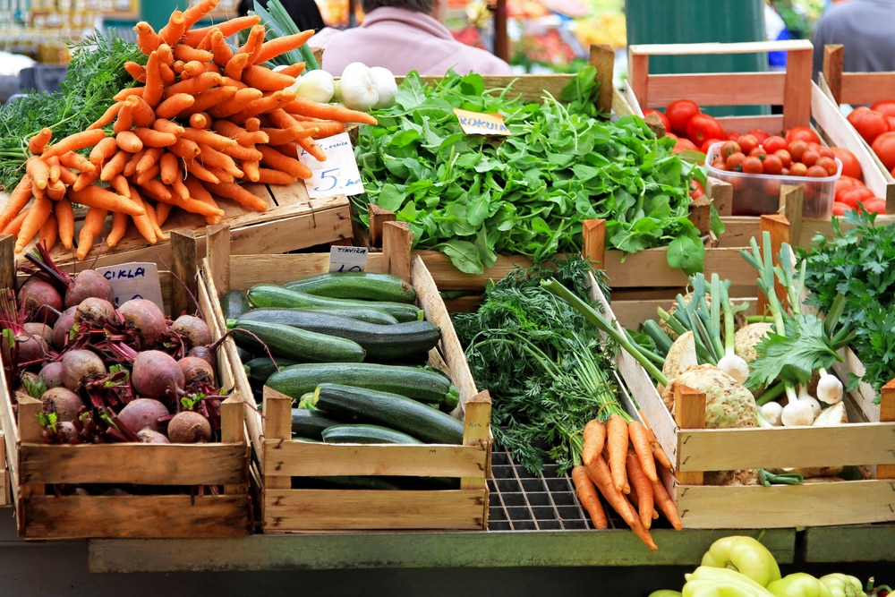 locally sources produce shown ready for sale. 