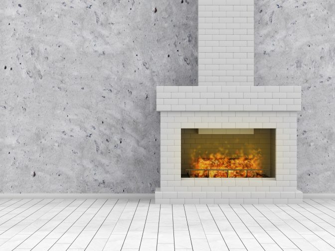 a fireplace with white brick, easily update your home by replacing or painting the fireplace 