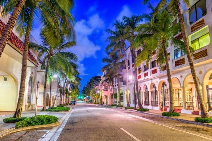 Palm Beach, Florida, USA at Worth Ave a romantic place to shop during your getaway.