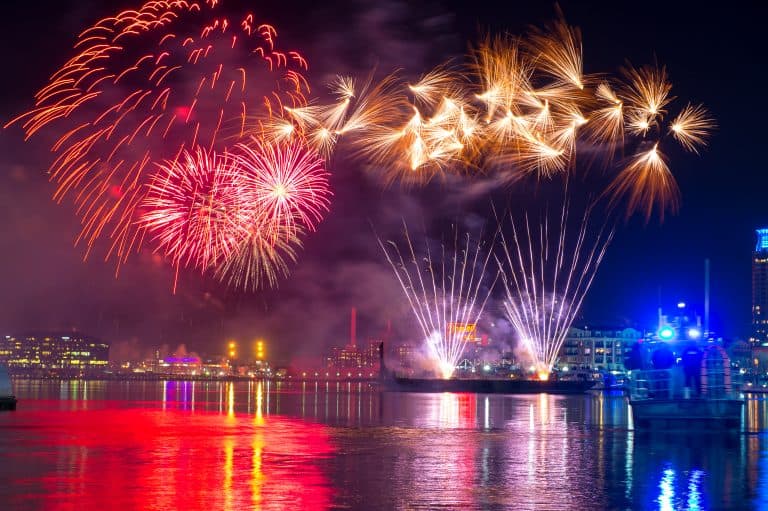 New Years 2015 Fireworks in Baltimore Inner Harbor