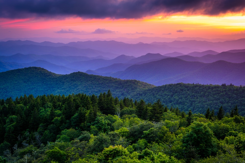 Rolling mountain view of North Carolina