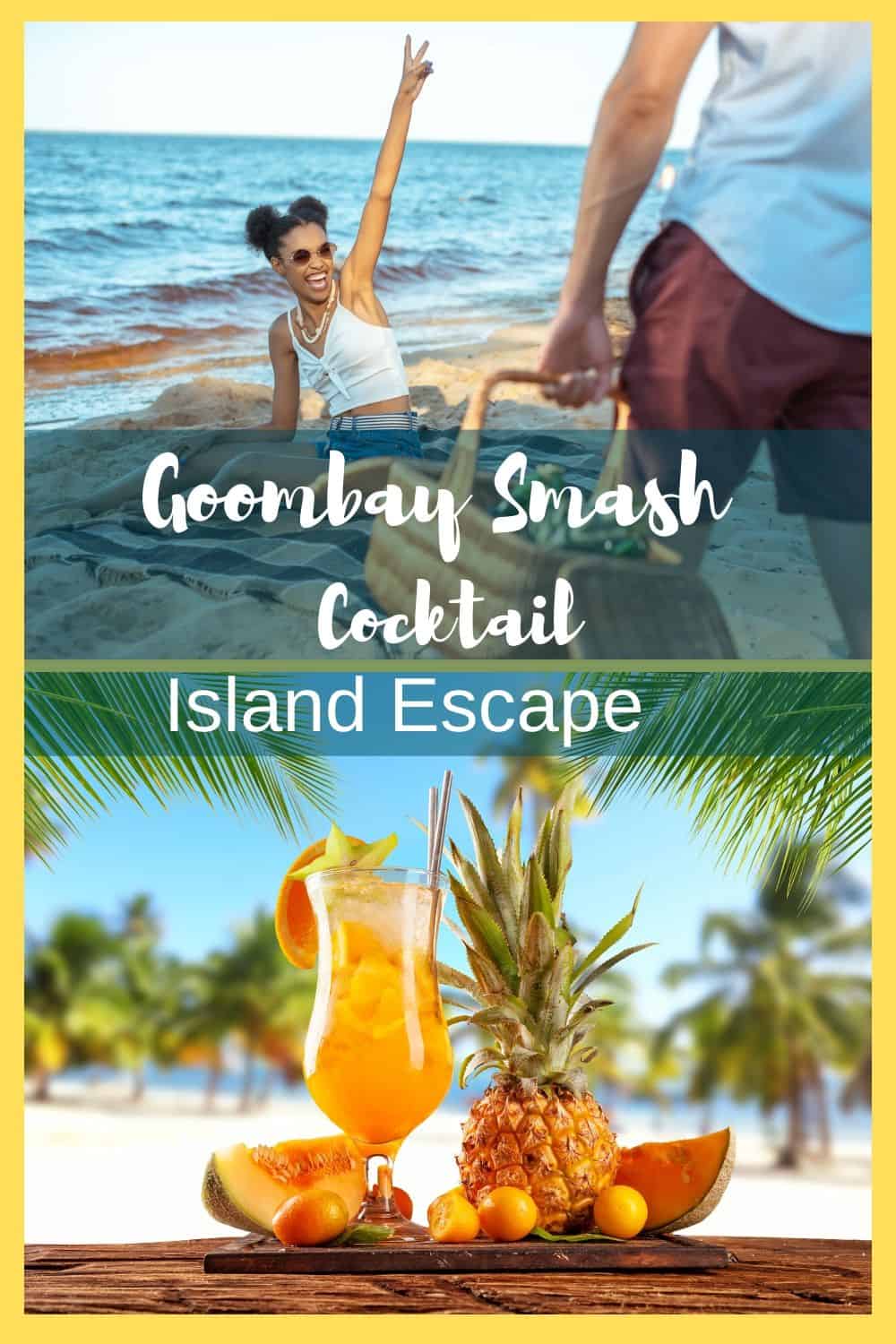 With a delightful tang coupled with coconut, you'll be transported to the islands of the #Caribbean without leaving home! The Goombay Smash is a perfect cocktail to welcome summer. Serve it ice cold for a refreshing drink for pool parties, outdoor BBQs, or sipping on the weekends. #cocktails #summercocktail #cocktailrecipes #goombaysmashcocktail #easyrecipes #summerdrinks