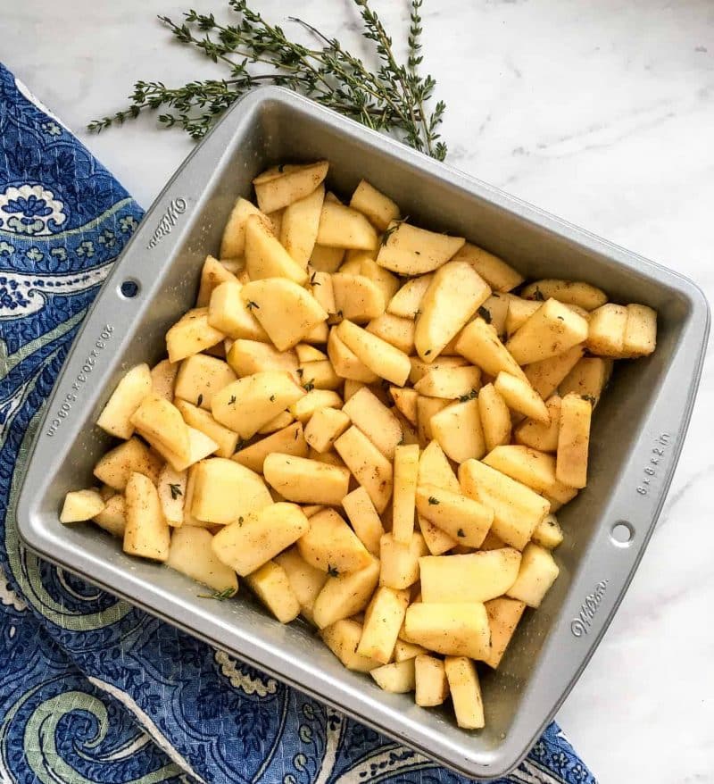 Ingredients for apple crisp combined