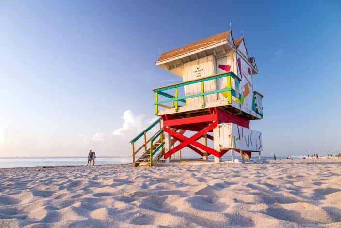 Colorful Lifeguard Tower in South Beach, Miami Beach, Florida