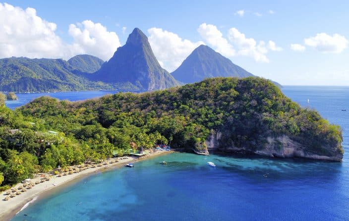 Adults only Jade Mountain resort aerial view in St. Lucia