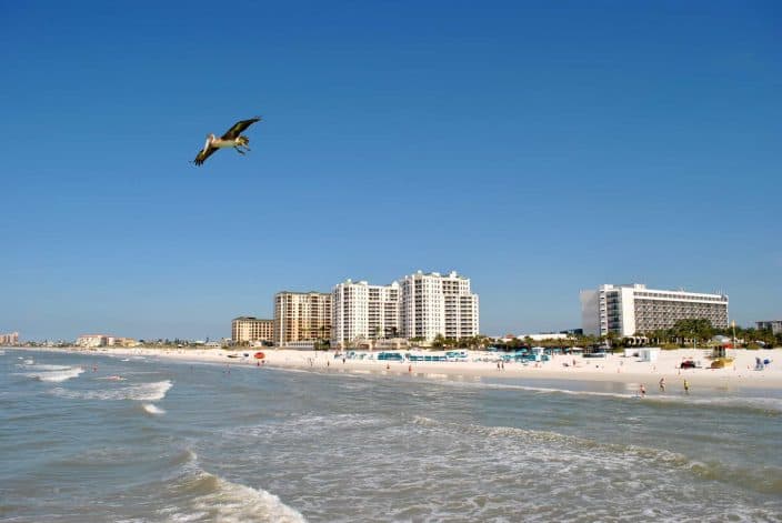 Beach, ocean, and hotels In Clearwater Beach, Florida