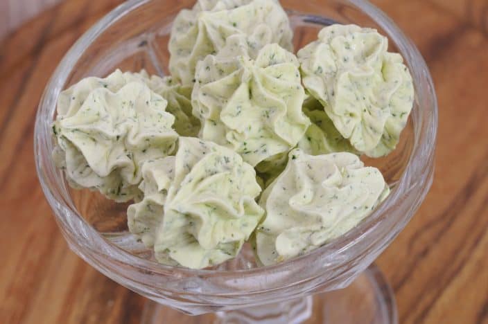 herbed butter made into rosettes for grilled vegetable recipe