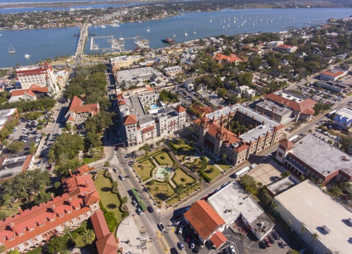an overhead view of historic St Augustine  