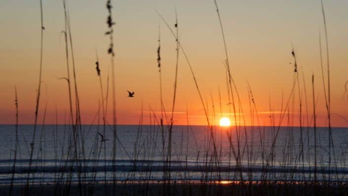 sunset on Amelia island at the beach, an example of a location for florida weekend getaways
