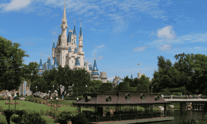 the magic castle at Walt Disney World in Florida with blue skies is an example of what to do when visiting Florida for vacation