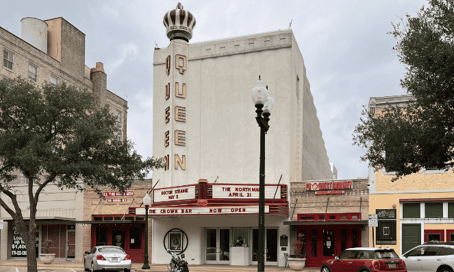 the Queen movie theater in downtown Bryan Texas