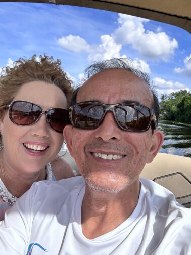 Jim & Betsi Hill on a pontoon boat