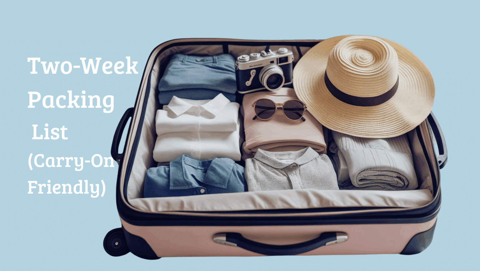 a suitcase full of clothes and a hat