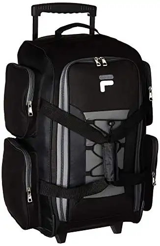 Fila 22" Lightweight Carry On Rolling Duffel Bag, Black, One Size